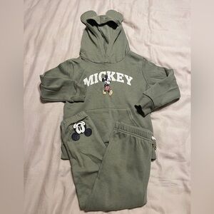 4T Green Mickey Mouse Sweatpants Set